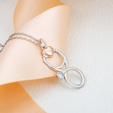 925 Silver Angel Nurse Stethoscope Necklace