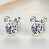 925 Sterling Silver Dazzling Mouse Stud Earrings - Women Girl Jewelry Gift
