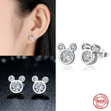 925 Sterling Silver Dazzling Mouse Stud Earrings - Women Girl Jewelry Gift