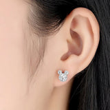 925 Sterling Silver Dazzling Mouse Stud Earrings - Women Girl Jewelry Gift