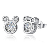 925 Sterling Silver Dazzling Mouse Stud Earrings - Women Girl Jewelry Gift