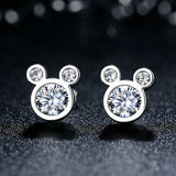 925 Sterling Silver Dazzling Mouse Stud Earrings - Women Girl Jewelry Gift