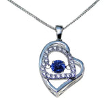 925 Sterling Silver Dancing CZ Stone Heart Pendant Necklace