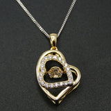 925 Sterling Silver Dancing CZ Stone Heart Pendant Necklace