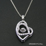 925 Sterling Silver Dancing CZ Stone Heart Pendant Necklace