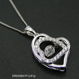 925 Sterling Silver Dancing CZ Stone Heart Pendant Necklace