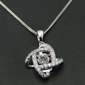 925 Silver Dancing Diamond CZ Women Pendant Necklace