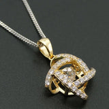 925 Silver Dancing Diamond CZ Women Pendant Necklace