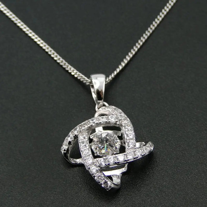 925 Silver Dancing Diamond CZ Women Pendant Necklace