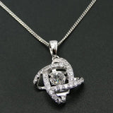 925 Silver Dancing Diamond CZ Women Pendant Necklace