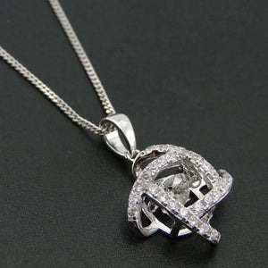 925 Silver Dancing Diamond CZ Women Pendant Necklace