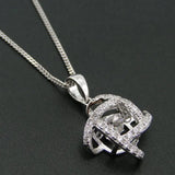 925 Silver Dancing Diamond CZ Women Pendant Necklace