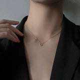 925 Sterling Silver Geometric Circle Necklace Female INS Clavicle Chain