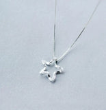 925 Silver Starfish Pendant Necklace Zirconia Women