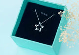 925 Silver Starfish Pendant Necklace Zirconia Women