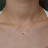925 Silver Rainbow Moon CZ Choker Necklace Colorful Jewelry for Women