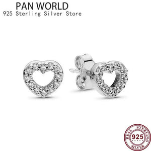 925 Sterling Silver Zircon Eternal Love Women Pan Earrings