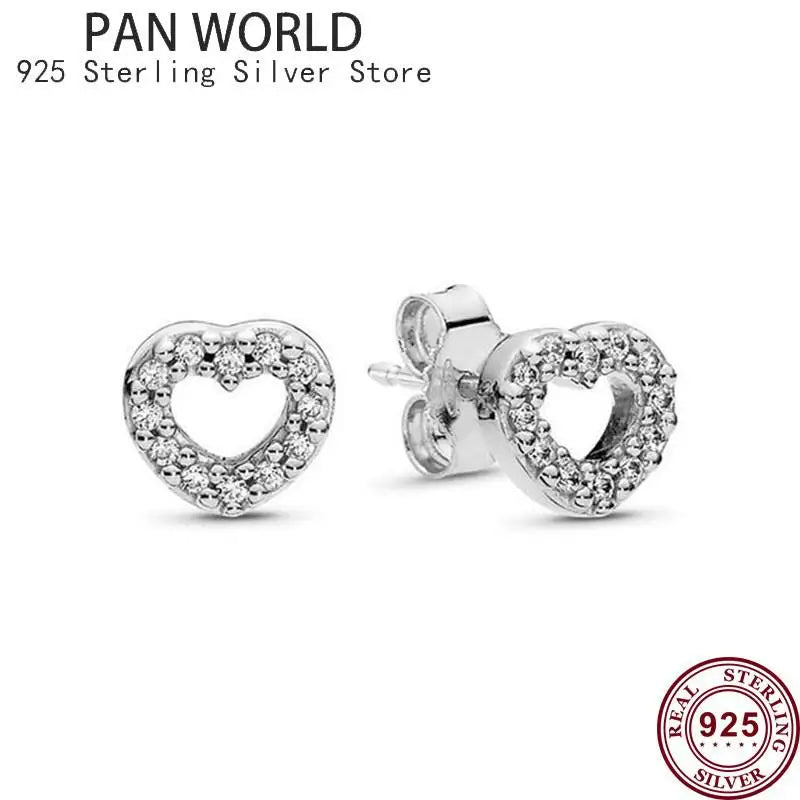 925 Sterling Silver Zircon Eternal Love Women Pan Earrings