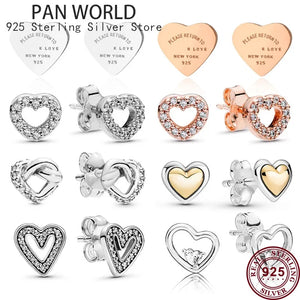 925 Sterling Silver Zircon Eternal Love Women Pan Earrings