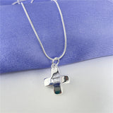 925 Silver Short Cross Pendant Snake Chain Necklace Unisex 18inch Gift
