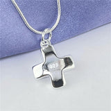 925 Silver Short Cross Pendant Snake Chain Necklace Unisex 18inch Gift