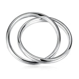 925 Sterling Silver Two Laps Round Bangles Bracelets