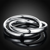 925 Sterling Silver Two Laps Round Bangles Bracelets