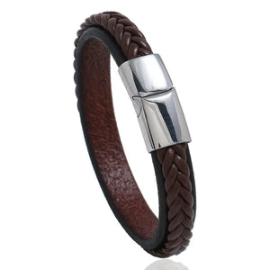Chic Leather Bracelet, Magnetic Buckle