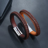 Chic Leather Bracelet, Magnetic Buckle