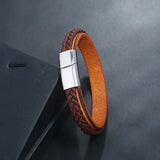 Chic Leather Bracelet, Magnetic Buckle