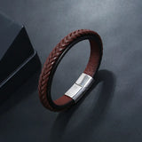 Chic Leather Bracelet, Magnetic Buckle