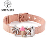 Animal Tree Slide Charms Mesh Bracelet Set DIY Charms for Women