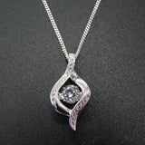 925 Silver Dancing CZ Stone Pendant Necklace-Engagement/Party/Birthday Gift