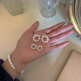925 Silver Pearl Circle Stud Earrings For Gift / Party / Engagement