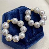925 Silver Pearl Circle Stud Earrings For Gift / Party / Engagement