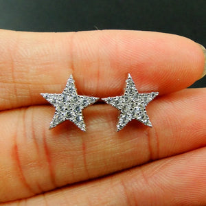 925 Silver CZ Star Earrings for Women
