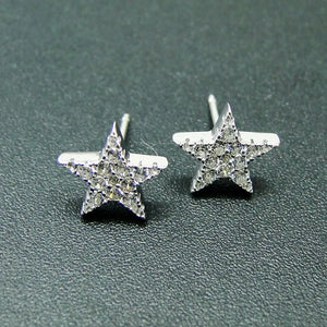 925 Silver CZ Star Earrings for Women
