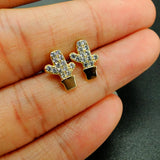 925 Silver CZ Cactus Stud Earrings