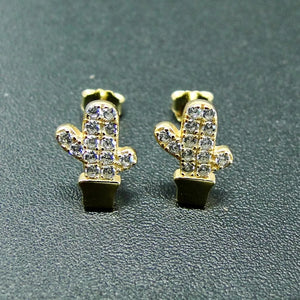 925 Silver CZ Cactus Stud Earrings