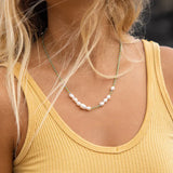BLISSFUL Choker Necklace with Yellow Beads and Natural Pearl