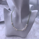 BLISSFUL Choker Necklace with Yellow Beads and Natural Pearl