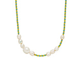 BLISSFUL Choker Necklace with Yellow Beads and Natural Pearl