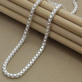 925 Silver Box Chain Necklace 4MM Width