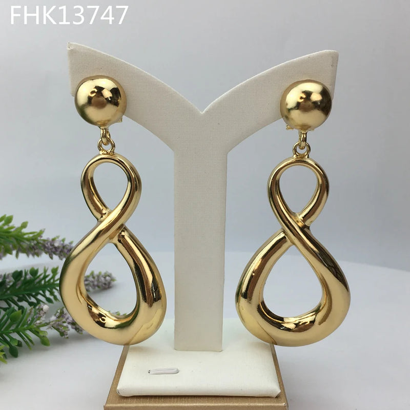 Brazilian Dubai Plated Earrings African Wedding Jewelry FHK13747