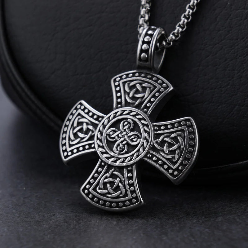 Celtic Cross Twisted Pendant Necklace for Men's - High End Jewelry Accessories