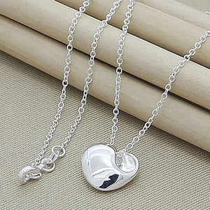 925 Silver Heart Pendant Chain Necklace for Women