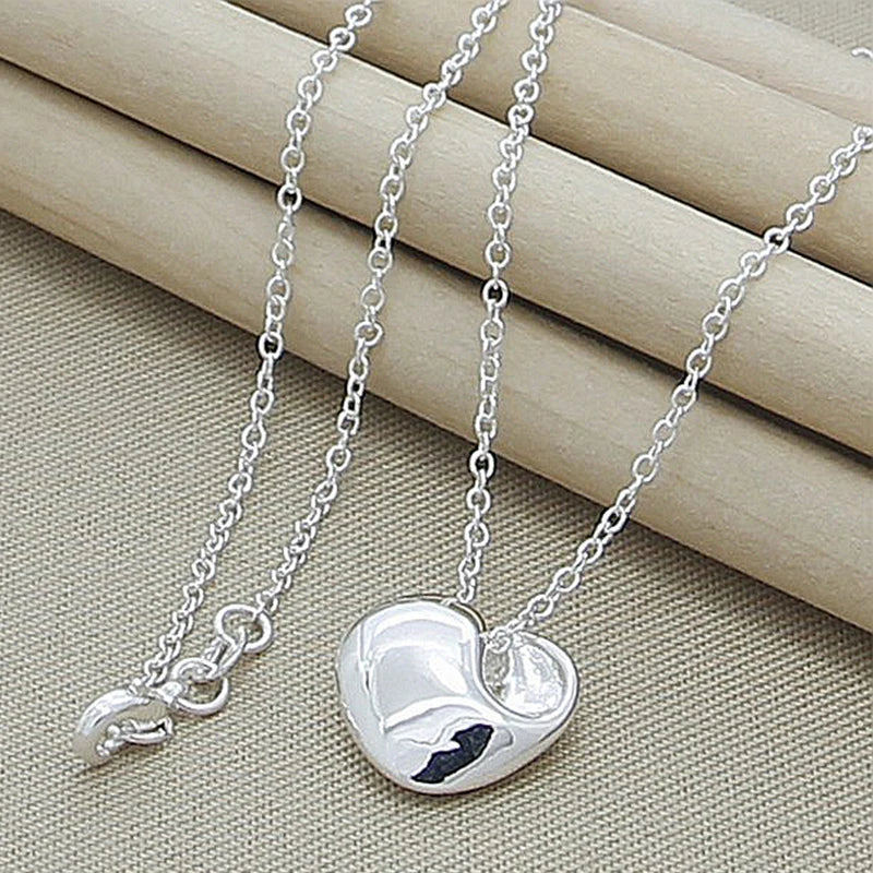 925 Silver Heart Pendant Chain Necklace for Women