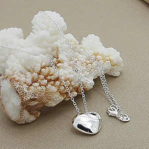 925 Silver Heart Pendant Chain Necklace for Women