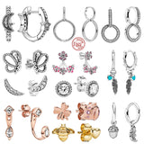 Classic Bee Butterfly Flower Feather Earrings 925 Silver