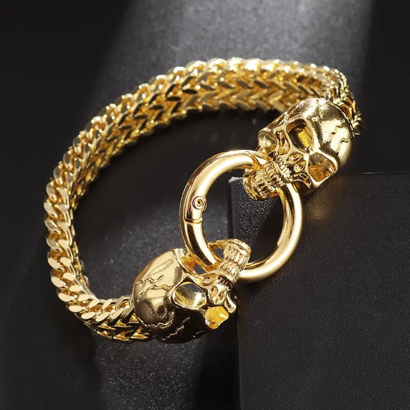 Classic Punk Stainless Steel Skull Bracelet Men's Charm Gothic Bracelet
